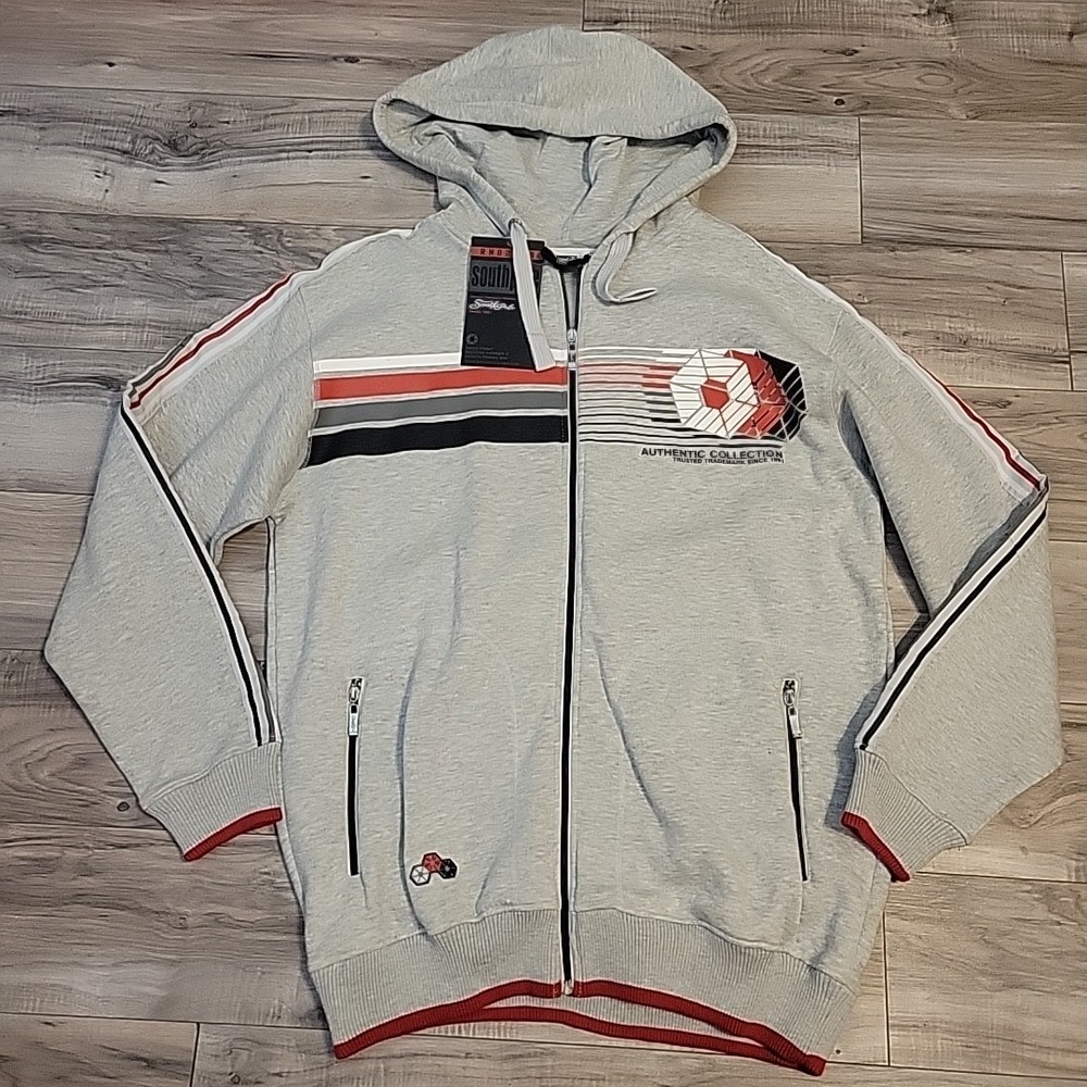 Southpole Sweater Jacket Zip Up Hoddie Authentic Collection‎ Gray Pocket M Y2K